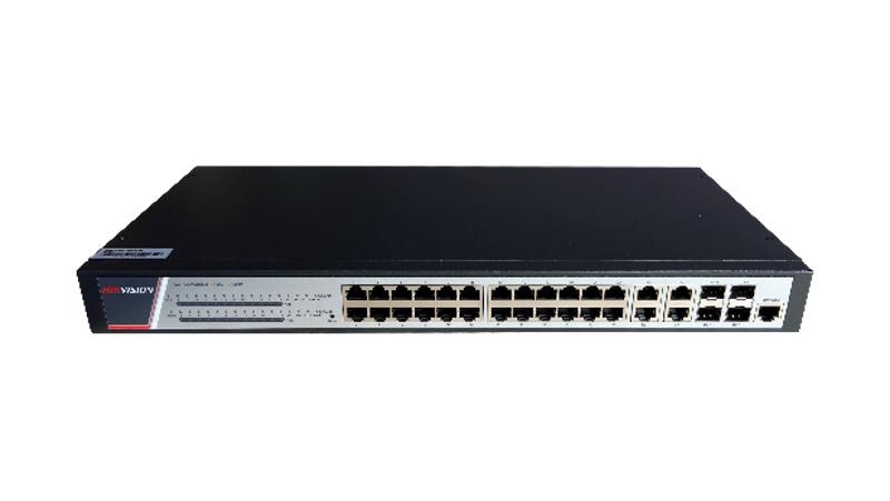 Switch PoE Empresarial Hikvision DS-3E2528P – 24 Puertos Gigabit + 370W