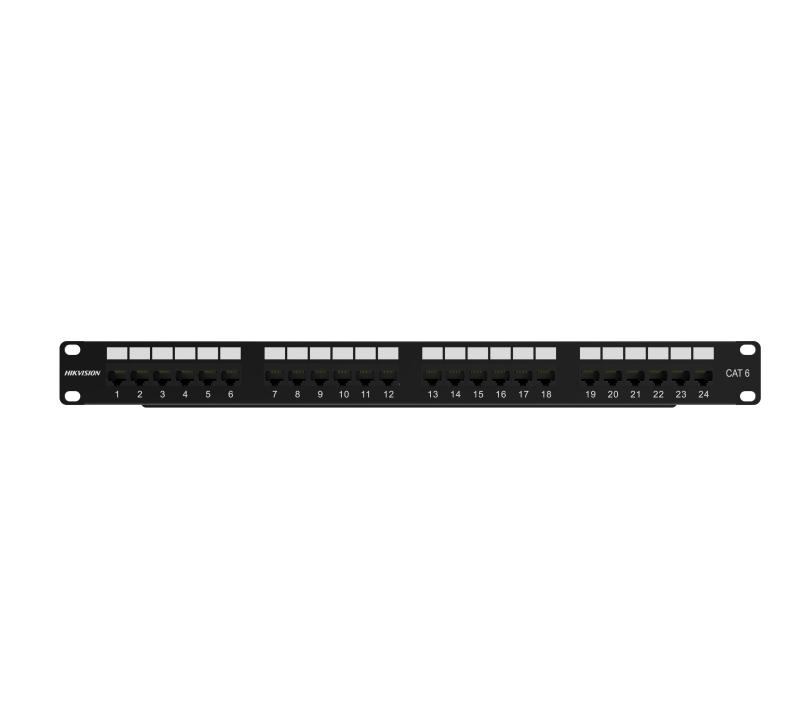 Patch Panel Hikvision 24 Puertos Cat6 1U – DS-1CP6U24-1U Rack 19″