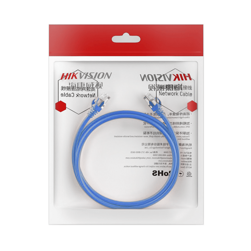 Cable de Red Cat 6 Hikvision DS-1NP6UEC0 – Patch Cord 0.5m Cobre Puro