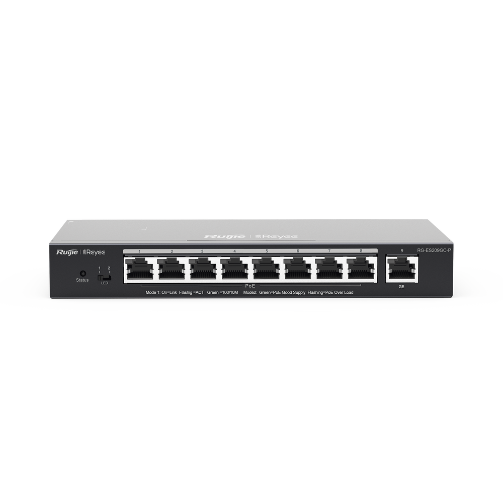 Switch Ruijie RG-ES209GC-P – 9 Puertos Gigabit PoE 120W Cloud Management