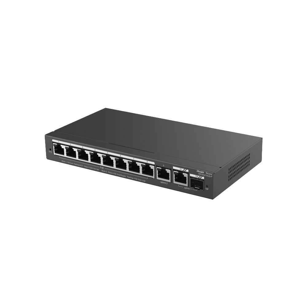 Switch Ruijie RG-ES210GS-P – 10 Puertos Gigabit PoE 120W Cloud Managed