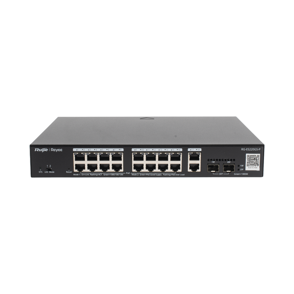 Switch Ruijie RG-ES220GS-P | 18 Puertos Gigabit PoE 250W Cloud Managed
