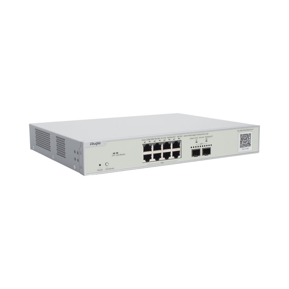 Switch Multi-Gigabit Ruijie RG-NBS3300-8MG2XS-P | 8 Puertos PoE+ 240W