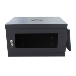 Rack de Pared 5UR Negro con Puerta de Vidrio 30x55x40cm