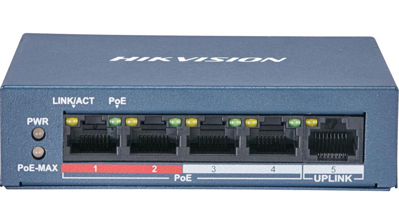 Switch PoE+ Hikvision DS-3E0105P-E/M 4 Puertos 10/100 Mbps No Administrable 35 W