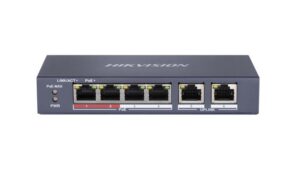 Switch PoE Hikvision DS-3E0106P-E/M 4 Puertos No Administrable