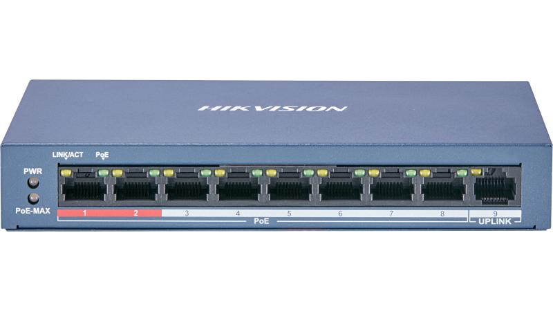 Switch PoE+ Hikvision DS-3E0109P-E/M(B) 8 Puertos 10/100 Mbps No Administrable 60 W