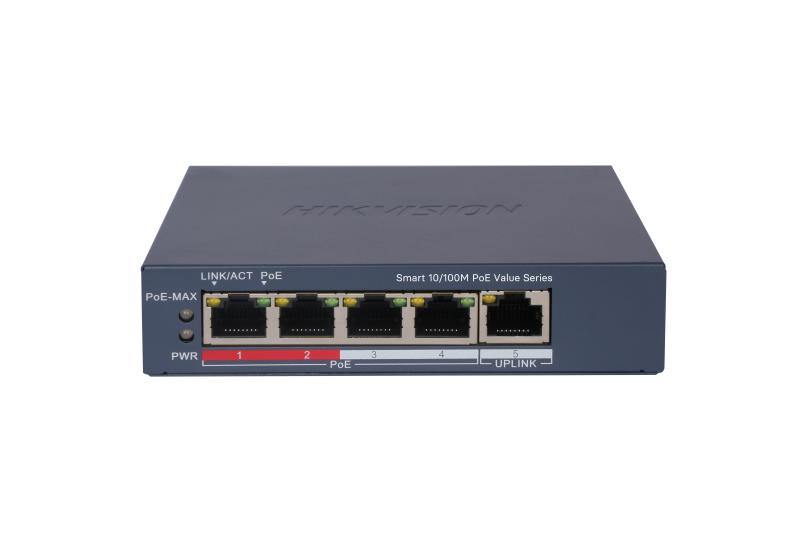 Switch PoE Smart Monitoreable 4 Puertos DS-3E1105P-EI/M